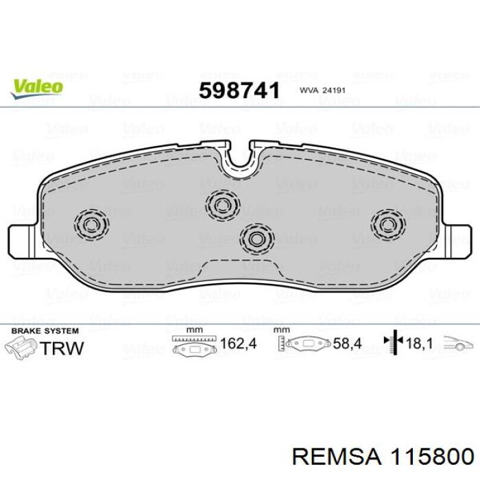 Купить 115800 Remsa Колодки тормозные
