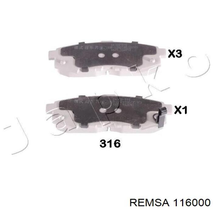 Купить 116000 Remsa Колодки тормозные задние, дисковые