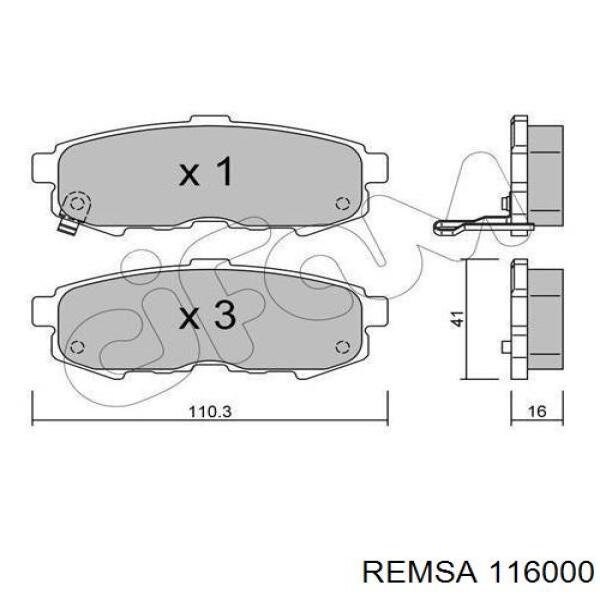 Задние тормозные колодки 116000 Remsa
