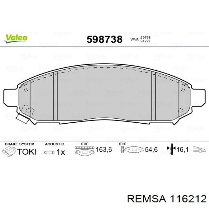 Купить 116212 Remsa Колодки тормозные