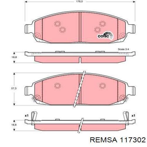 Купить 117302 Remsa Колодки тормозные