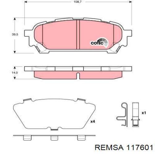 Задние тормозные колодки 117601 Remsa