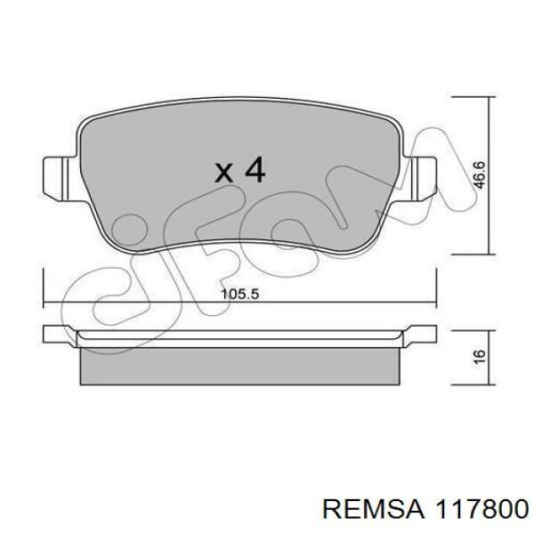 Купить 117800 Remsa Колодки тормозные задние, дисковые