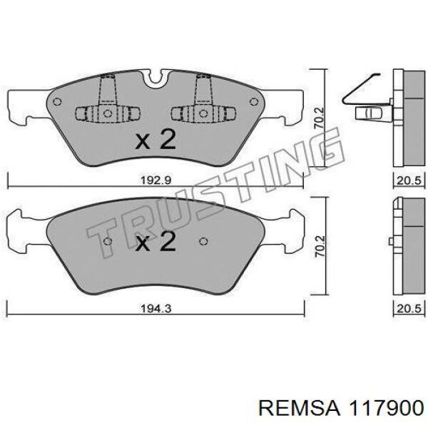 Купить 117900 Remsa Колодки тормозные