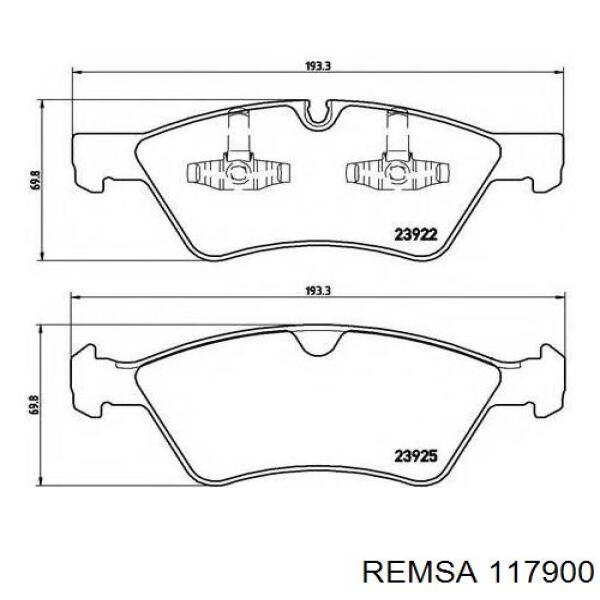 Передние тормозные колодки 117900 Remsa