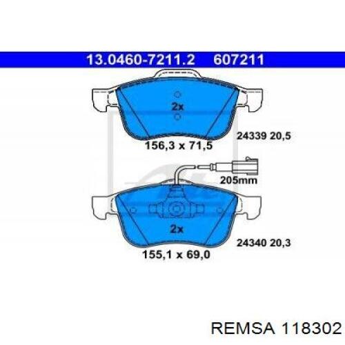 Купить 118302 Remsa Колодки тормозные