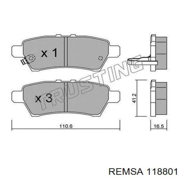 Задние тормозные колодки 118801 Remsa