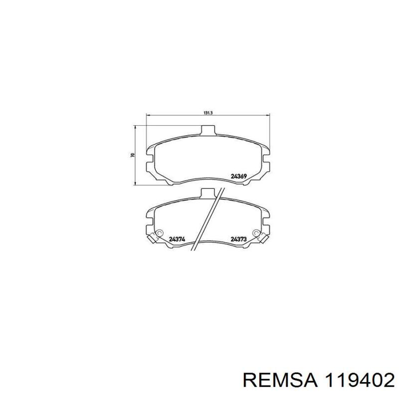 Передние тормозные колодки 119402 Remsa