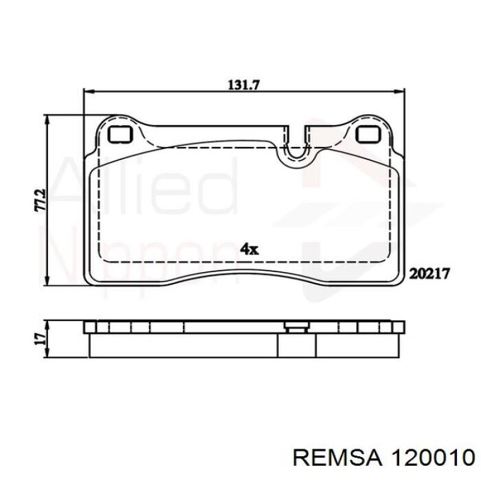 Передние тормозные колодки 120010 Remsa