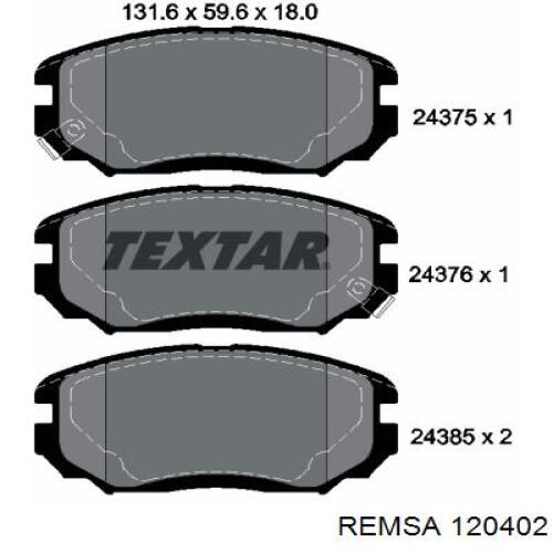 Купить 120402 Remsa Колодки тормозные