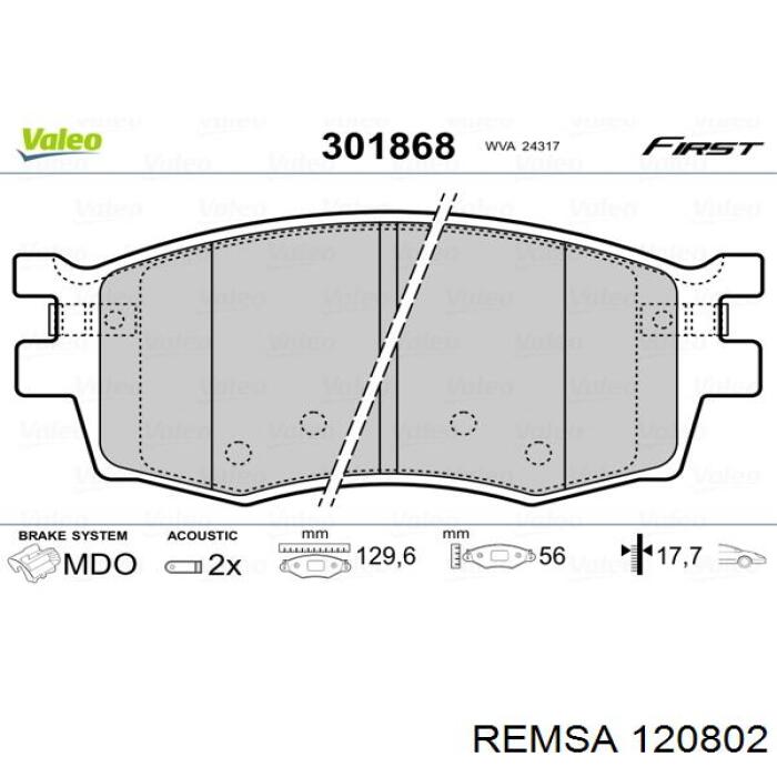 Купить 120802 Remsa Колодки тормозные