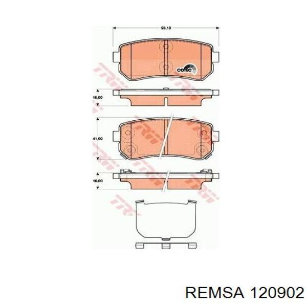 Задние тормозные колодки 120902 Remsa