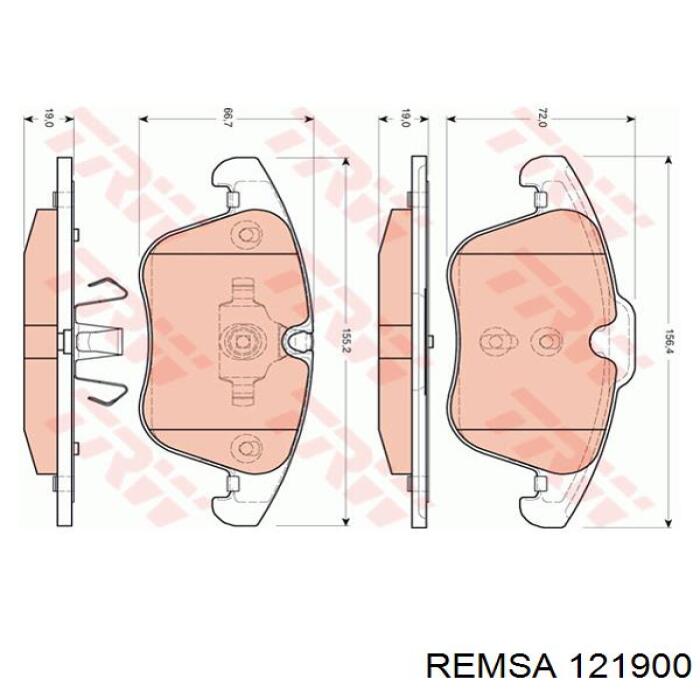 Купить 121900 Remsa Колодки тормозные
