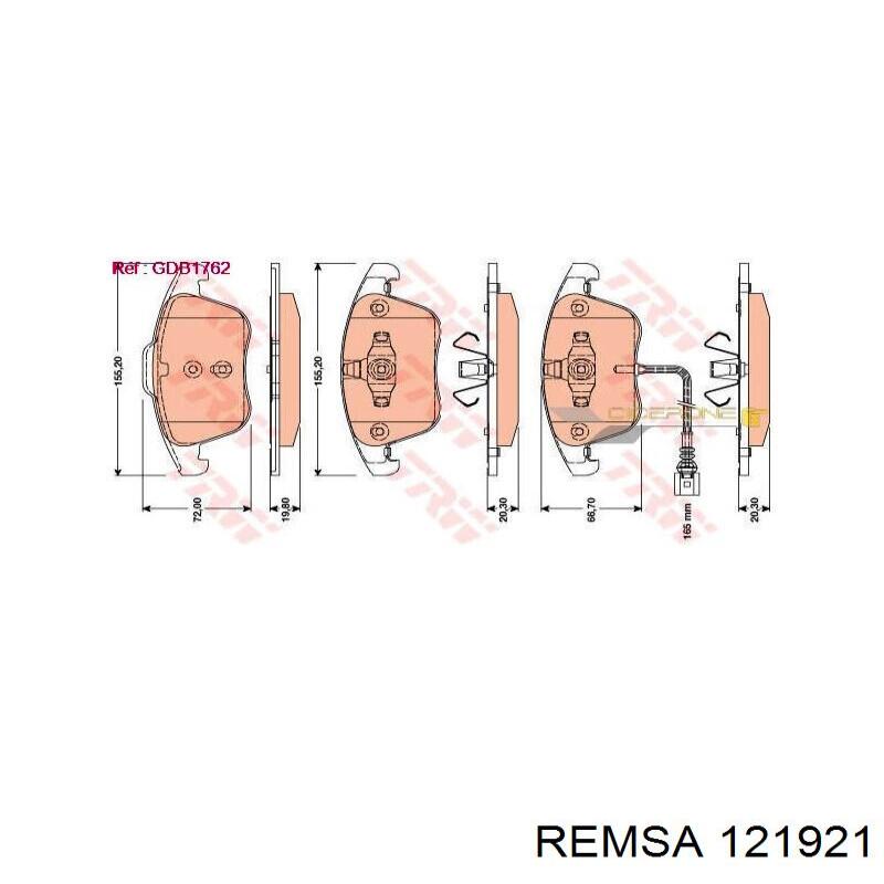 121921 Remsa Колодки передние