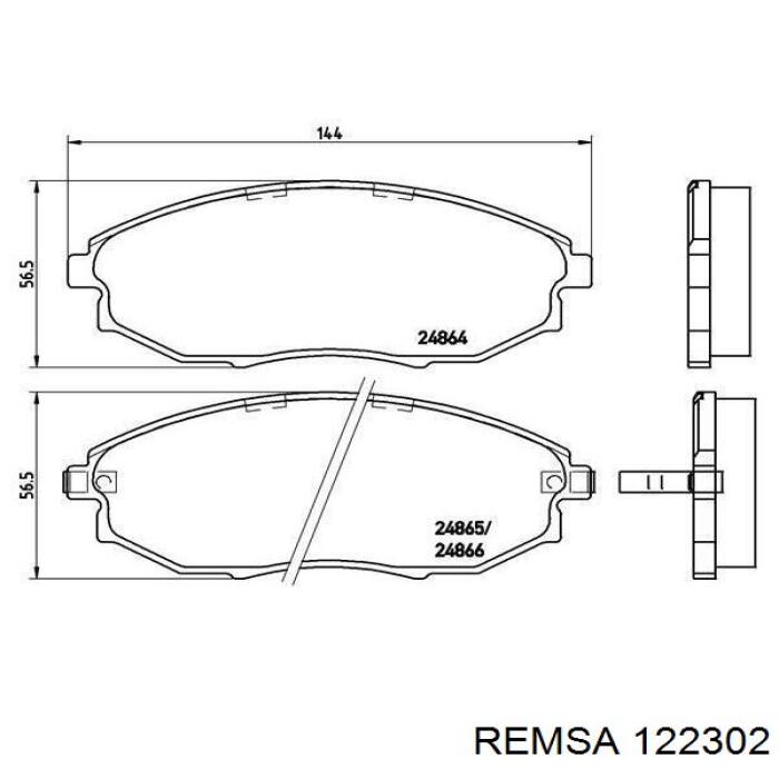 Передние тормозные колодки 122302 Remsa