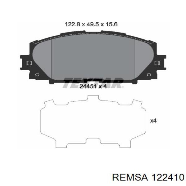 Колодки гальмівні передні, дискові 122410 Remsa