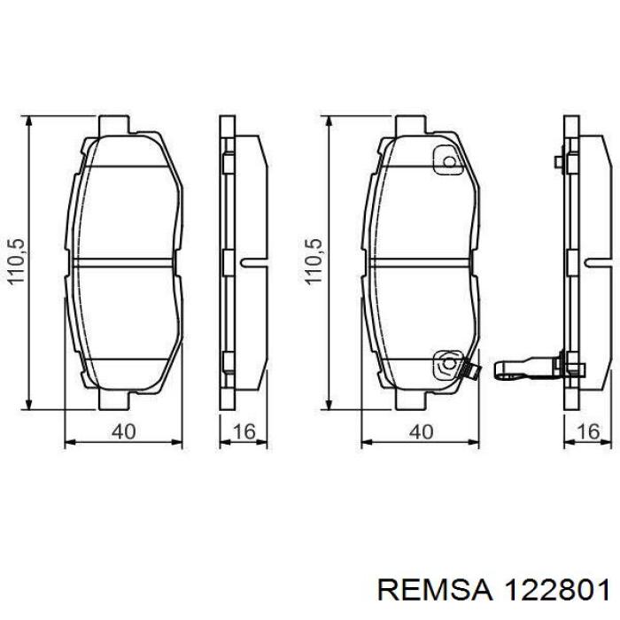 Задние тормозные колодки 122801 Remsa