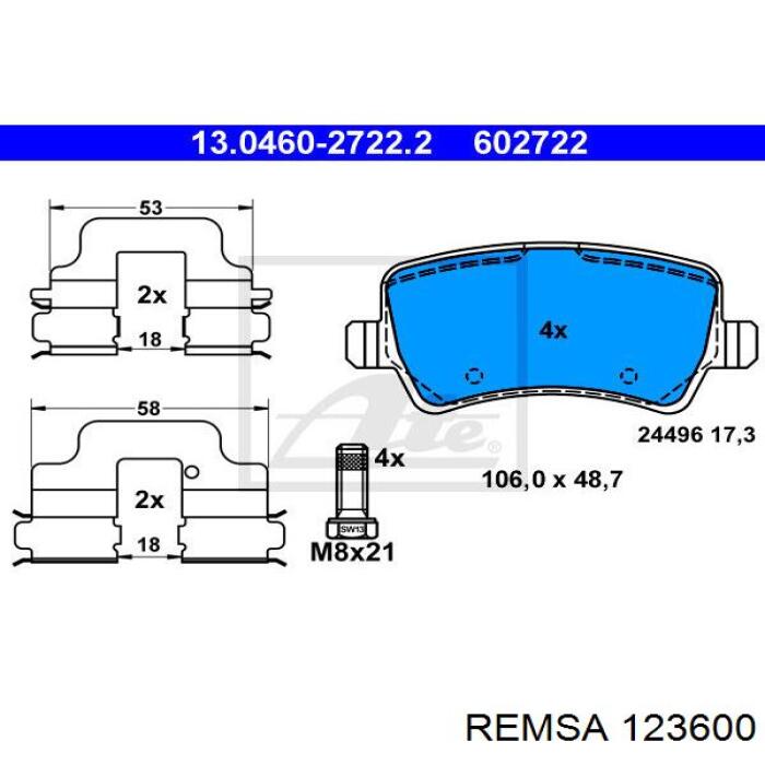 Колодки дисковые  Remsa 123600 цена, от 21.98 USD