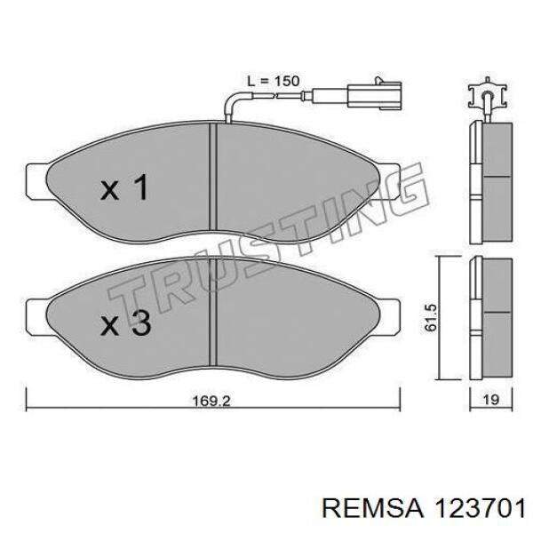 Передние тормозные колодки 123701 Remsa