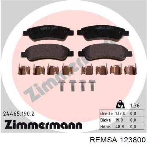 Задние дисковые колодки Remsa 123800