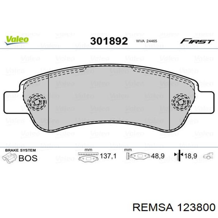 Купить 123800 Remsa Колодки тормозные задние, дисковые