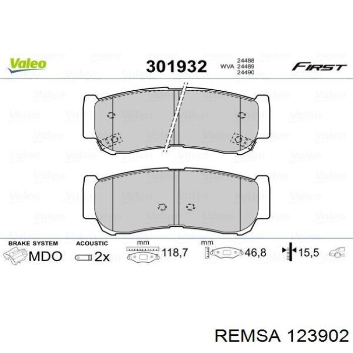 Колодки дисковые  Remsa 123902 цена, от 16.03 USD