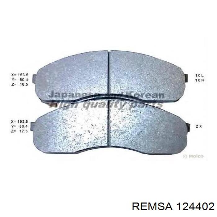 124402 Remsa колодки тормозные передние дисковые
