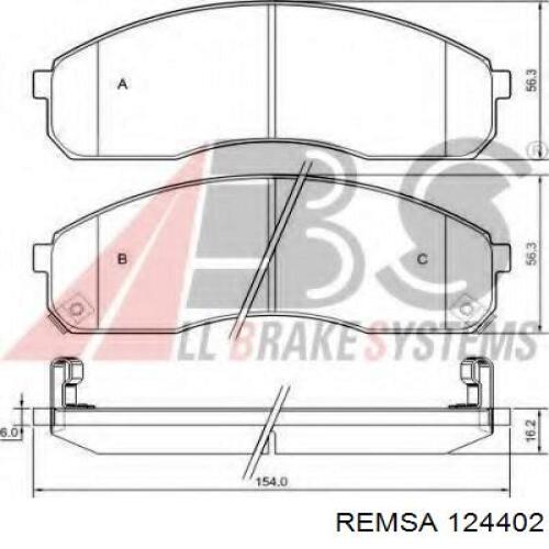 Купить 124402 Remsa Колодки тормозные