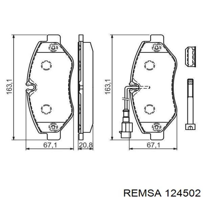 Передние тормозные колодки 124502 Remsa