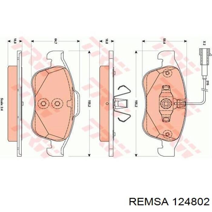 Тормозные колодки Remsa 124802