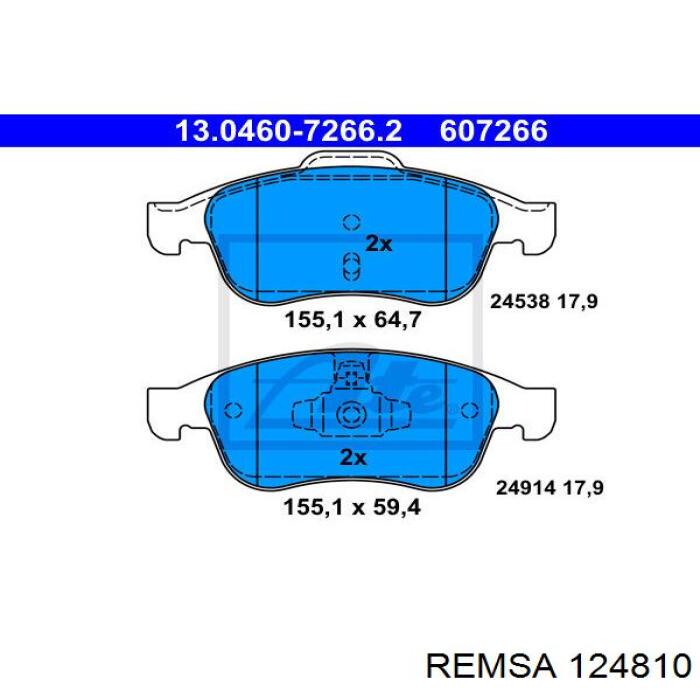 Купить 124810 Remsa Колодки тормозные