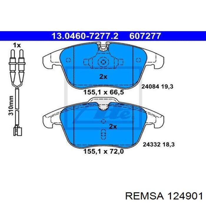 Передние тормозные колодки 124901 Remsa