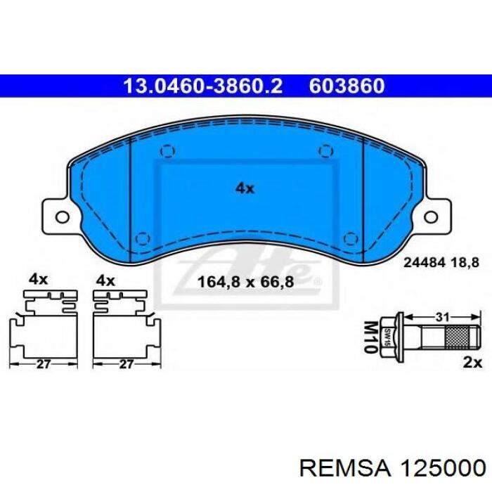 Передние тормозные колодки 125000 Remsa