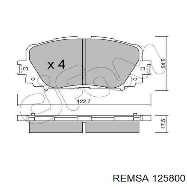 Передние тормозные колодки 125800 Remsa