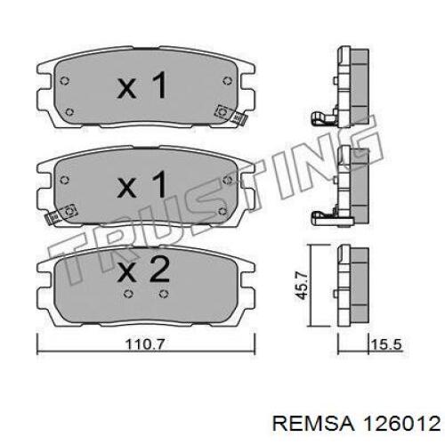 Задние тормозные колодки 126012 Remsa