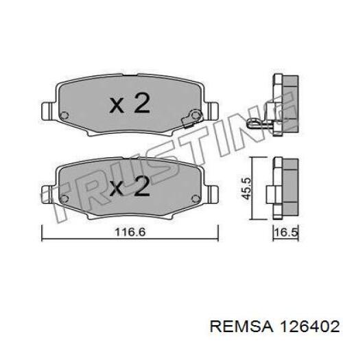 Задние тормозные колодки 126402 Remsa