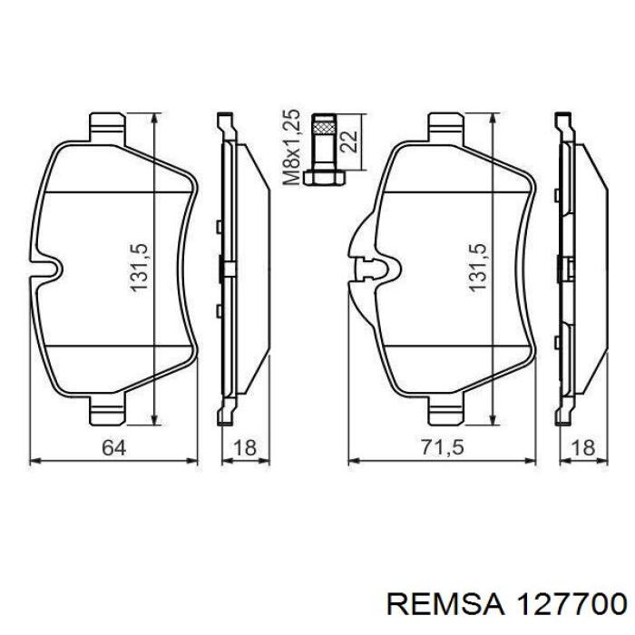Передние тормозные колодки 127700 Remsa
