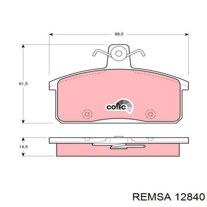 Передние тормозные колодки 12840 Remsa