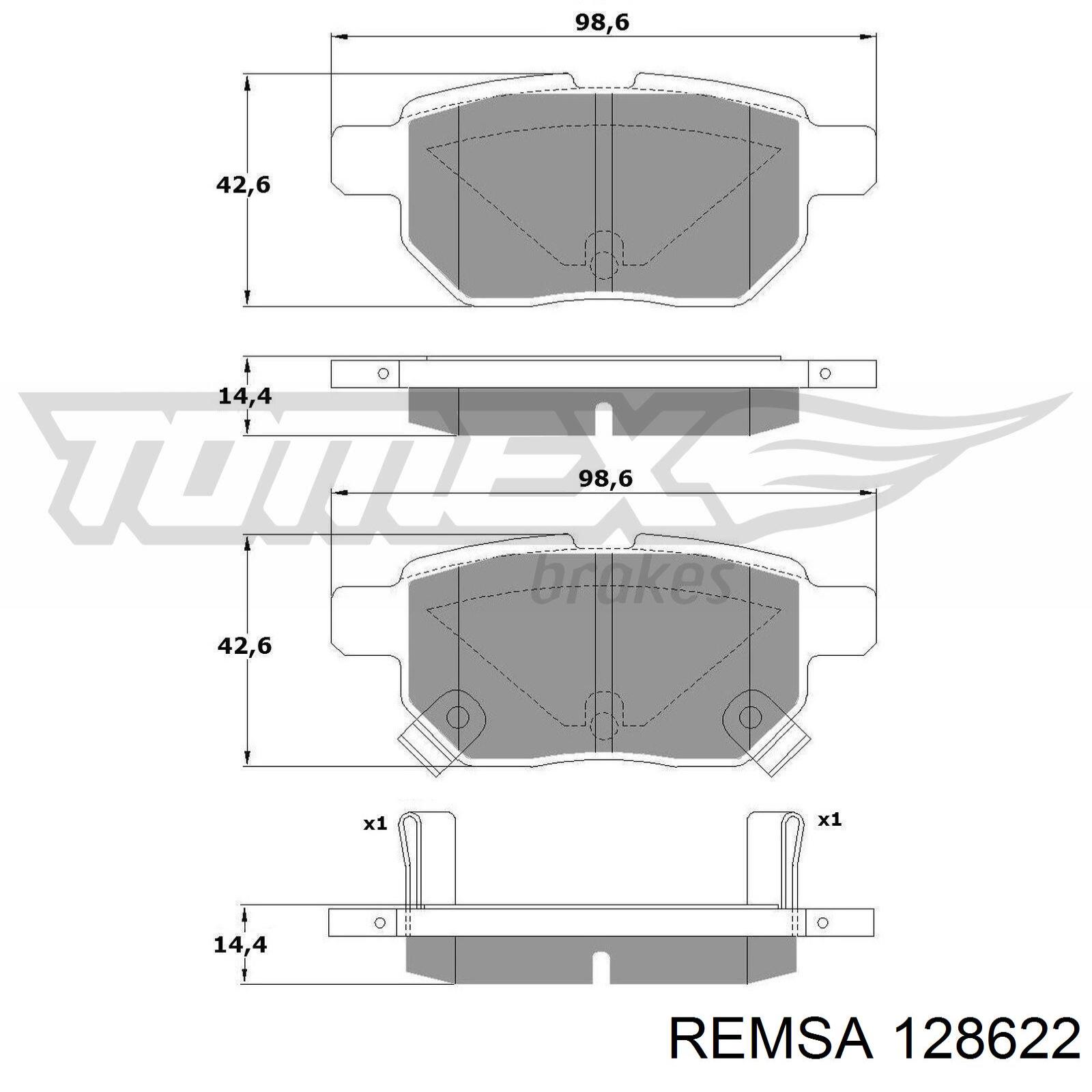 Купить 128622 Remsa Колодки тормозные задние, дисковые