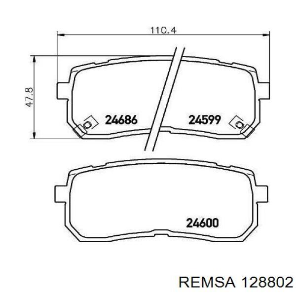 Купить 128802 Remsa Колодки тормозные задние, дисковые