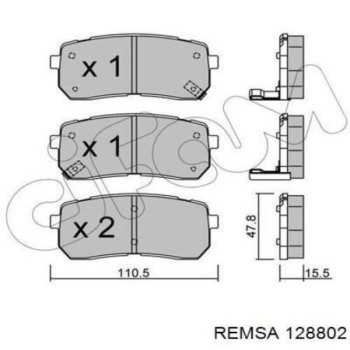 Задние тормозные колодки 128802 Remsa