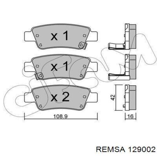 Задние тормозные колодки 129002 Remsa