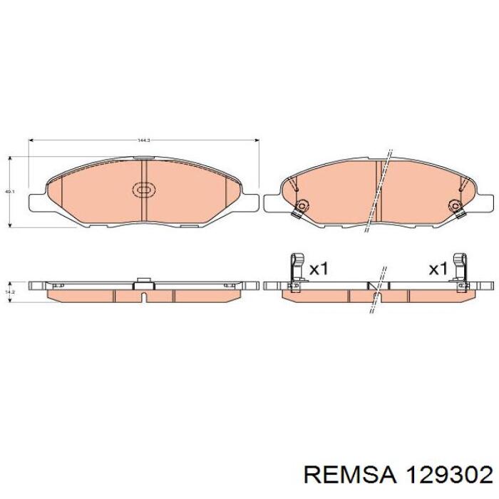 Передние тормозные колодки 129302 Remsa