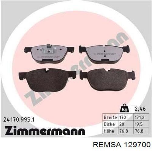 Колодки Remsa 129700 цена, от 42.96 USD