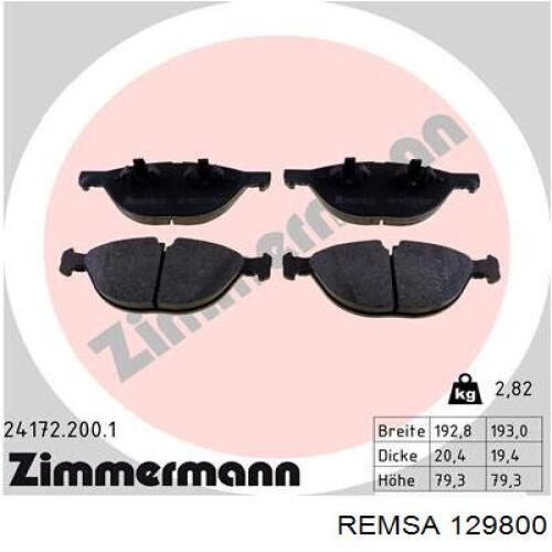 Купить 129800 Remsa Колодки тормозные