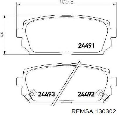 Задние тормозные колодки 130302 Remsa