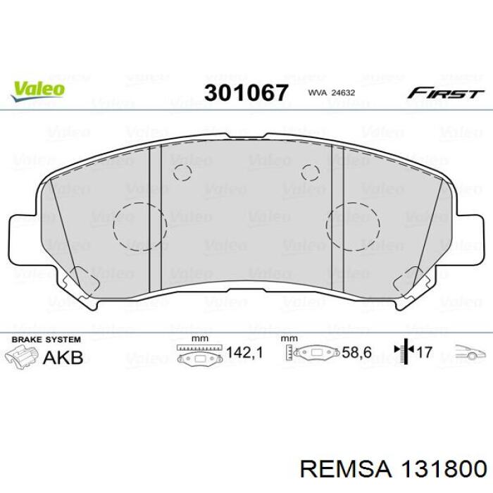 Передние тормозные колодки 131800 Remsa
