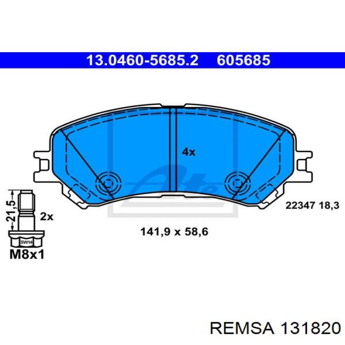 Колодки Remsa 131820 цена, от 27.14 USD