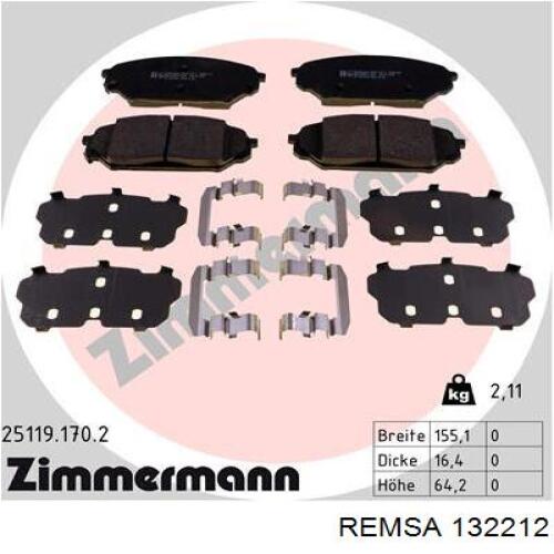 Тормозные колодки Remsa 132212