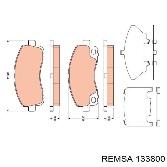 Задние тормозные колодки 133800 Remsa